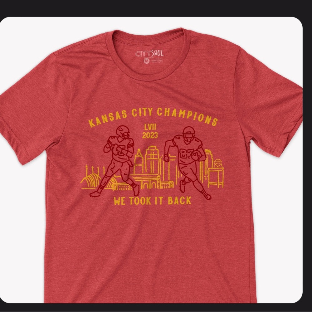 Two Kansas City Chiefs shirts.